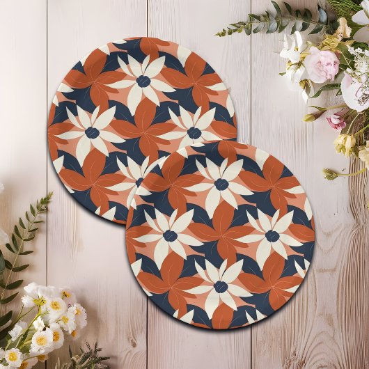 テラコッタホワイトエレガントフローラ ペーパープレート