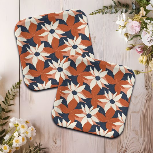 テラコッタホワイトエレガントフローラ ペーパープレート