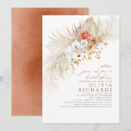 テラコッタホワイトフラワーズボホブライダルシャワー 招待状