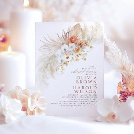 テラコッタホワイトフラワーズボホリハーサルディナー 招待状