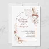 テラコッタホワイトフラワーズボホリハーサルディナー 招待状 (正面)