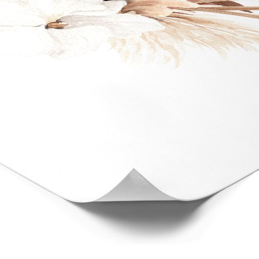 テラコッタホワイトフラワーズボホ結婚のウェルカムサイン ポスター (角)