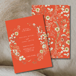 テラコッタホワイトフローラボホワイルドフラワー結婚ズ 招待状