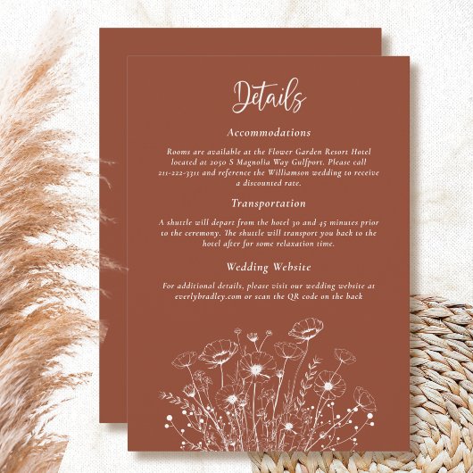 テラコッタホワイトフローラ詳細エンクロージャカード 招待状