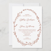 テラコッタホワイト素朴ワイルドフラワーリース結婚ズ 招待状 (正面)