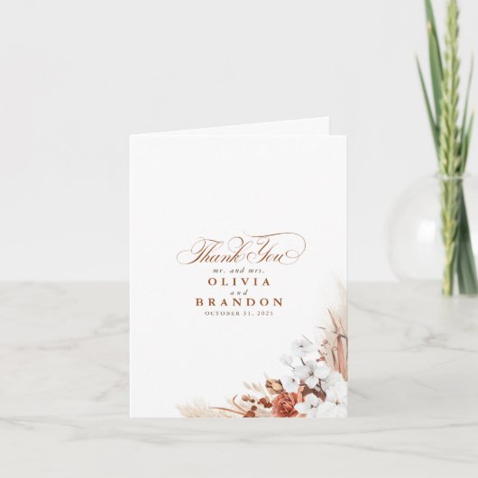 テラコッタホワイト結婚フローラサンキュー サンキューカード (正面)