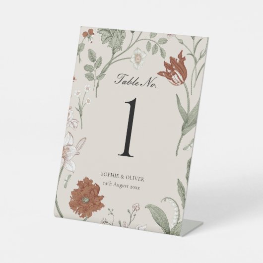 テラコッタボタニカルテーブル番号 台座サイン (正面)