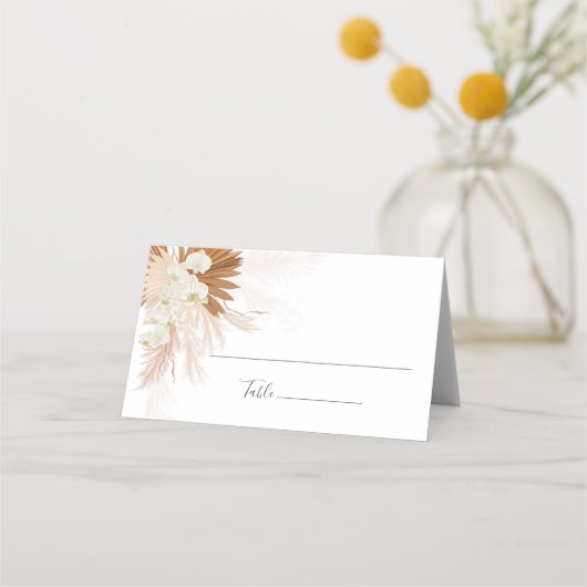 テラコッタボタニカルパンパスグラスデザートパームズ プレイスカード (正面)