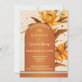 テラコッタボヘミアンウォーターカラーフローラ誕生日 招待状 (正面)