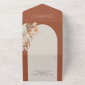 テラコッタボヘミアンパンパ結婚スグラスが満載 オールインワン招待状 (外側)