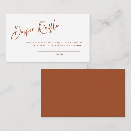テラコッタボヘミアンベビーシャワーおむつラッフルカード エンクロージャーカード (正面/裏面)