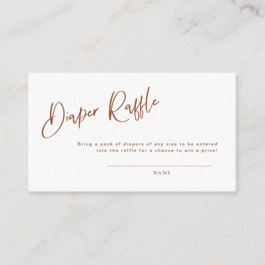 テラコッタボヘミアンベビーシャワーおむつラッフルカード エンクロージャーカード (正面)
