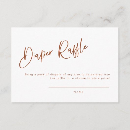 テラコッタボヘミアンベビーシャワーおむつラッフルカード エンクロージャーカード (正面)
