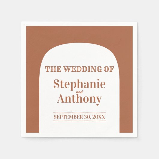 テラコッタボヘミアンレトロアー結婚チズ スタンダードカクテルナプキン (正面)