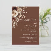 テラコッタボヘミアンヴィンテージ結婚フローラ 招待状 (スタンド正面)