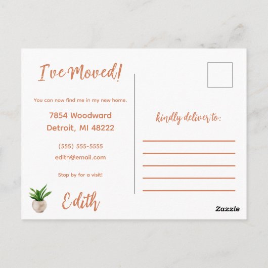 テラコッタボヘミアン引越し告知 ポストカード (裏面)