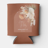 テラコッタボヘミアン植物性パンパスグラスモダン 缶クーラー (正面)