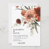 テラコッタボヘミアン結婚フローラ 招待状 (正面)