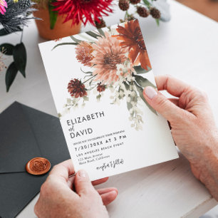 テラコッタボヘミアン結婚フローラ 招待状