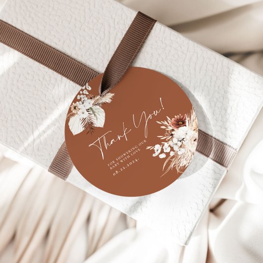 テラコッタボホありがとう赤ちゃんシャワーギフトラベル フェイバータグ