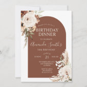 テラコッタボホアーチフローラ誕生日30thディナー 招待状 (正面)