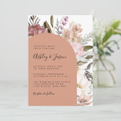 テラコッタボホウォーターカラー結婚フローラ 招待状 (スタンド正面)