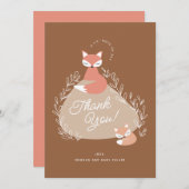 テラコッタボホウッドランドキツネベビーシャワーフラット サンキューカード (正面/裏面)