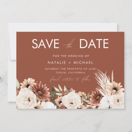 テラコッタボホサマー&秋の結婚式 セーブザデート (正面)