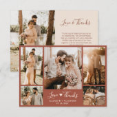 テラコッタボホシックスクリプトフォトコラージュ結婚ズ サンキューカード (正面/裏面)