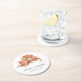 テラコッタボホドライドフローラパンパスグラス結婚ズ ラウンドペーパーコースター (インサイチュ)