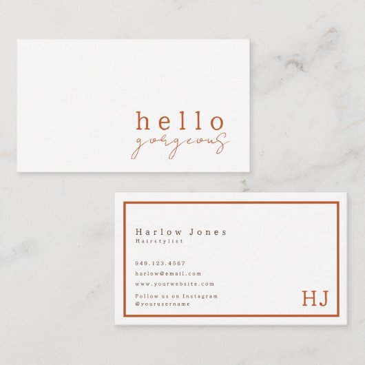 テラコッタボホハローゴス美しいミニマリスト 名刺 (正面/裏面)