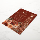 テラコッタボホバラ金ゴールドドレス50th誕生日 箔招待状 (回転した状態)