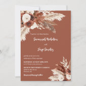 テラコッタボホパンパスグラスアーチフォトQRコード 招待状 (正面)