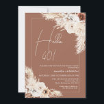テラコッタボホパンパスグラスハロー40th誕生日 招待状<br><div class="desc">Terracotta Boho Pampas Grassこんにちは40歳の誕生日招待状ボヘミアンの誕生日の招待は、2つのベージュと茶色のフローラのアレンジメントを含むインスパイア2 terracottaの色の背景にパンパスグラス。ボヘミアのスタイルの誕生日の招待状を探している誰にとっても理想的で、任意の年齢で使用できる。</div>