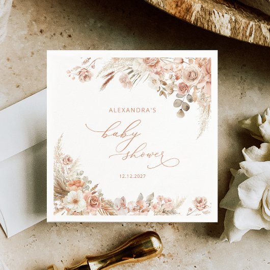 テラコッタボホパンパスグラスペーパーナプキン スタンダードカクテルナプキン