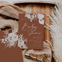テラコッタボホパンパスベビーシャワー招待状