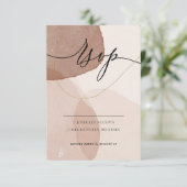 テラコッタボホビーチミニマル親切モダンに返信 出欠カード (スタンド正面)