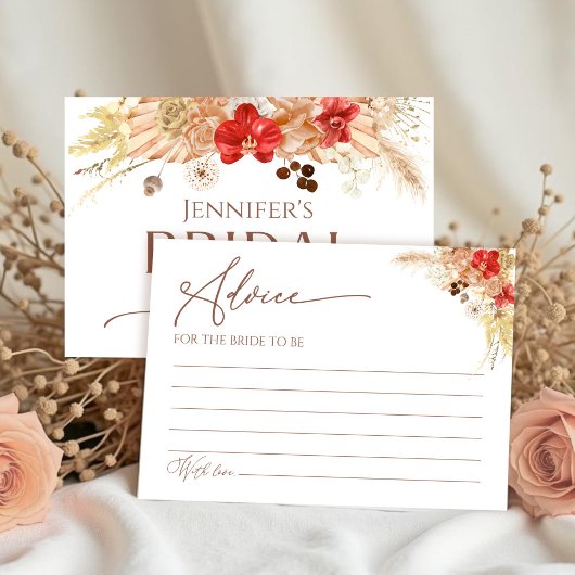 テラコッタボホフローラブライダルシャワーアドバイスカード 招待状