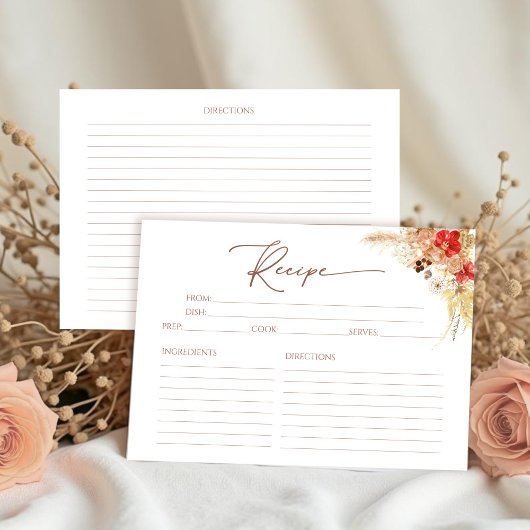 テラコッタボホフローラブライダルシャワーレシピカード 招待状