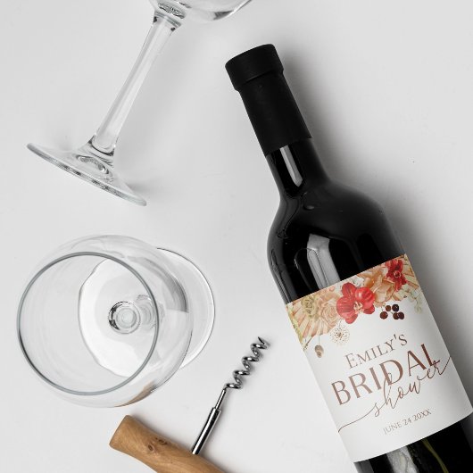 テラコッタボホフローラブライダルシャワーワインラベル ワインラベル