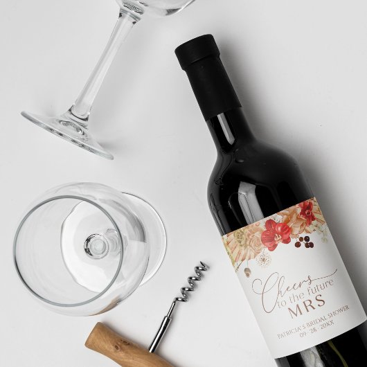 テラコッタボホフローラブライダルシャワーワインラベル ワインラベル