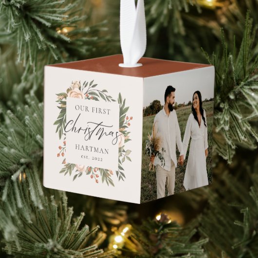 テラコッタボホフローラ初めてのクリスマス新婚 キューブオーナメント (ツリー)