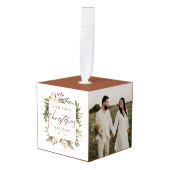 テラコッタボホフローラ初めてのクリスマス新婚 キューブオーナメント (正面アングル)