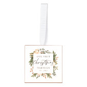 テラコッタボホフローラ初めてのクリスマス新婚 キューブオーナメント (正面)