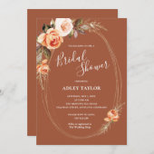 テラコッタボホフローラ秋ブライダルシャワー 招待状 (正面/裏面)