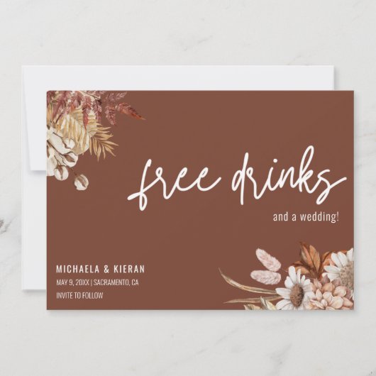 テラコッタボホフローラ結婚式の日付を保存 セーブザデート (正面)