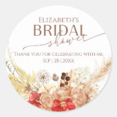 テラコッタボホブライダルシャワー感謝していユステッカー ラウンドシール (正面)