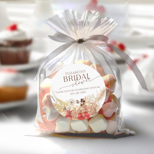 テラコッタボホブライダルシャワー感謝していユステッカー ラウンドシール