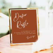 テラコッタボホベイビーシャワーおむつラッフルサイン ポスター