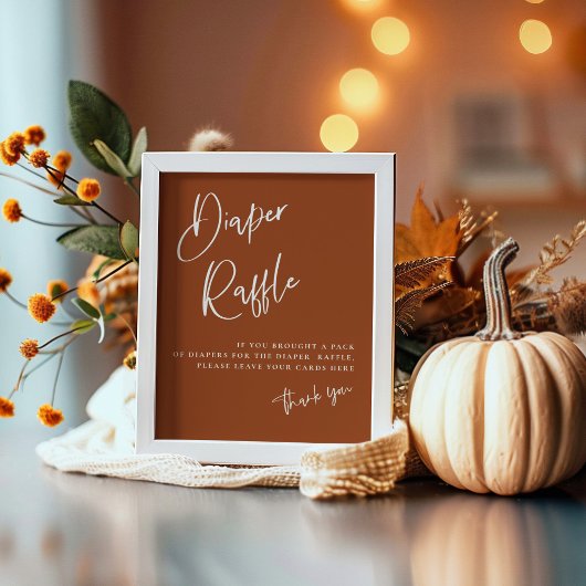 テラコッタボホベイビーシャワーおむつラッフルサイン ポスター